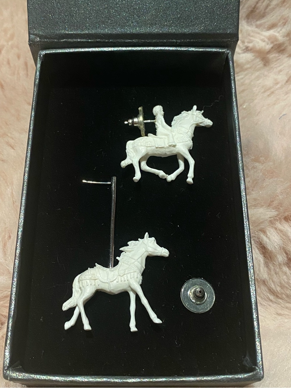 White Carousel Horse Stud Earrings - Women Jewelry Earrings